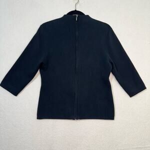 Alps Full-Zip Elegant Cardigan Sweater 3/4 Short-Sleeve Medium Cotton Stretch